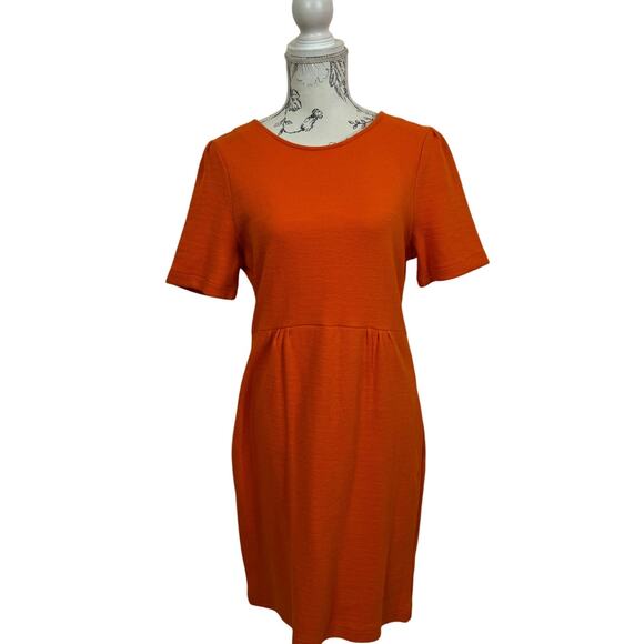 Cremieux Orange Short Sleeve Textured Sheath Dress Size M - Picture 1 of 9